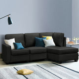 Artiss Modular Sofa Chaise Set 4-seater Dark Grey - Close-Up Angle