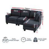 Artiss Modular Sofa Chaise Set 4-seater Dark Grey - Front View