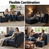 Artiss Modular Sofa Chaise Set 4-seater Dark Grey - 45-Degree Angle