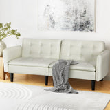 Artiss Sofa Bed 3 Seater Tufted Faux Linen Beige - Close-Up Angle