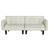 Artiss Sofa Bed 3 Seater Tufted Faux Linen Beige - Side View