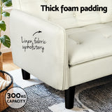 Artiss Sofa Bed 3 Seater Tufted Faux Linen Beige - 45-Degree Angle