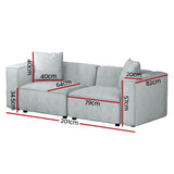 Artiss Modular Sofa Chaise Set 2-Seater Grey - Front View