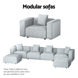 Artiss Modular Sofa Chaise Set 2-Seater Grey - Rear View