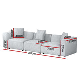 Artiss Modular Sofa Chaise Set 3-Seater Grey - Front View
