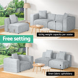 Artiss Modular Sofa Chaise Set 3-Seater Grey - Top-Down View