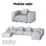 Artiss Modular Sofa Chaise Set 3-Seater Grey - Rear View