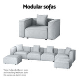 Artiss Modular Sofa Chaise Set 4-Seater Grey - Rear View