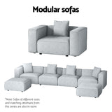 Artiss Modular Sofa Chaise Set 5-Seater Grey - Rear View
