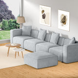 Artiss Modular Sofa Chaise Set 5-Seater Grey - Close-Up Angle