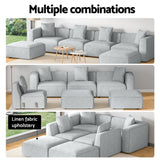 Artiss Modular Sofa Chaise Set 6-Seater Grey - Top-Down View