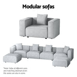 Artiss Modular Sofa Chaise Set 6-Seater Grey - Rear View