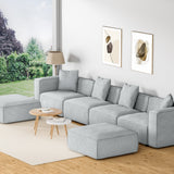 Artiss Modular Sofa Chaise Set 6-Seater Grey - Close-Up Angle