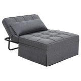 Artiss Sofa Bed Lounge Convertible Ottoman 1 Seater Couch Recliner Linen Grey - Close-Up Angle