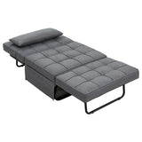 Artiss Sofa Bed Lounge Convertible Ottoman 1 Seater Couch Recliner Linen Grey - Side View