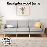 Artiss 3 Seater Sofa 225cm Linen Fabric Grey - Top-Down View