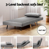 Artiss Sofa Bed Convertible Couch Recliner Lounge Chair Linen Grey - Top-Down View