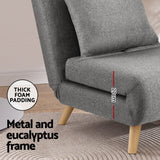 Artiss Sofa Bed Convertible Couch Recliner Lounge Chair Linen Grey - 45-Degree Angle