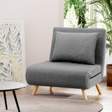 Artiss Sofa Bed Convertible Couch Recliner Lounge Chair Linen Grey - Close-Up Angle