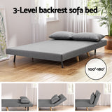 Artiss Sofa Bed 2 Seater Convertible Couch Recliner Lounge Chair Linen - Side View