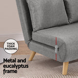 Artiss Sofa Bed 2 Seater Convertible Couch Recliner Lounge Chair Linen - Top-Down View