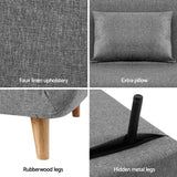 Artiss Sofa Bed 2 Seater Convertible Couch Recliner Lounge Chair Linen - 45-Degree Angle