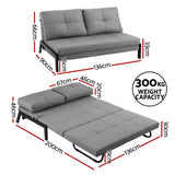 Artiss Sofa Bed 2 Seater Folding Convertible Couch Recliner Lounge Chair - Front View