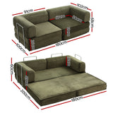 Artiss Convertible Folding Sofa Bed Green - Front View