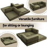 Artiss Convertible Folding Sofa Bed Green - Top-Down View