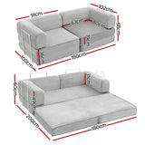 Artiss Convertible Folding Sofa Bed Grey - Front View