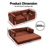Artiss Convertible Folding Sofa Bed Orange - Front View