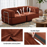 Artiss Convertible Folding Sofa Bed Orange - Top-Down View