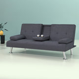 Artiss Sofa Bed 175CM Dark Grey Fabric - Low Angle