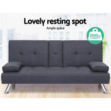 Artiss Sofa Bed 175CM Dark Grey Fabric - Top-Down View