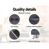 Artiss Sofa Bed 175CM Dark Grey Fabric - Rear View
