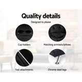 Artiss Sofa Bed 168CM Black PU Leather - Rear View