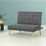 Artiss Sofa Bed Lounge Chair Couch 1 Seater Recliner Futon Bed Set Linen Grey - Close-Up Angle