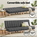 Artiss 2x Sofa Bed Couch Single Seater Fabric Grey - Top-Down View
