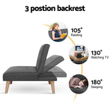 Artiss 2x Sofa Bed Couch Single Seater Fabric Grey - 45-Degree Angle