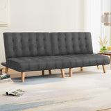 Artiss 2x Sofa Bed Couch Single Seater Fabric Grey - Close-Up Angle