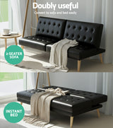 Artiss Sofa Bed Couch 1 Seater Lounge Fabric Black - Top-Down View