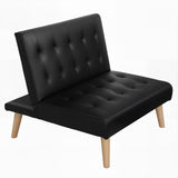 Artiss Sofa Bed Couch 1 Seater Lounge Fabric Black - Close-Up Angle