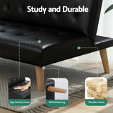 Artiss Sofa Bed Couch 2 Seater Lounge Fabric Black - Rear View