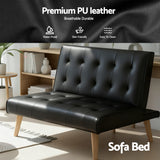 Artiss Sofa Bed Couch 2 Seater Lounge Fabric Black - Low Angle