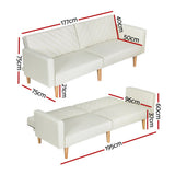 Artiss Sofa Bed Convertible Lounge 3 Seater Futon Couch Recliner Fabric Beige