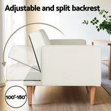 Artiss Sofa Bed Convertible Lounge 3 Seater Futon Couch Recliner Fabric Beige - Top-Down View