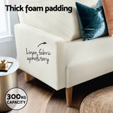 Artiss Sofa Bed Convertible Lounge 3 Seater Futon Couch Recliner Fabric Beige - 45-Degree Angle