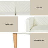 Artiss Sofa Bed Convertible Lounge 3 Seater Futon Couch Recliner Fabric Beige - Rear View