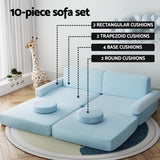 Artiss Sofa Bed 2 Seater Couch Kid Play DIY Modular Lounge Chaise Suite Velvet - Top-Down View