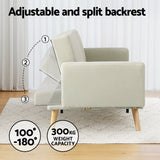 Artiss Sofa Bed Lounge Convertible Ottoman Couch Recliner 3 Seater Fabric Beige - Top-Down View